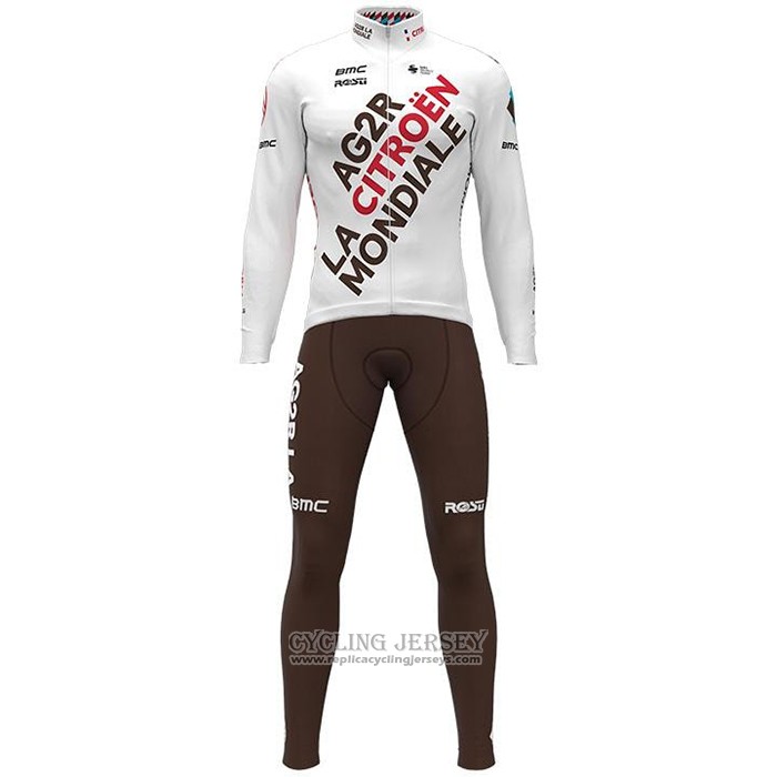 2021 Cycling Jersey Ag2r La Mondiale White Long Sleeve And Bib Tight